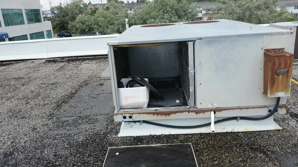 Deteriorated flashing documented during a roof condition analysis